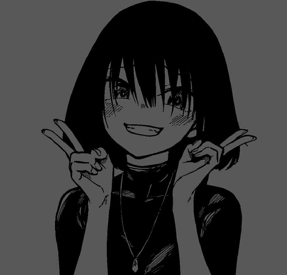 1 Anime Dark Mode Tersenyum dengan Simbol Peace